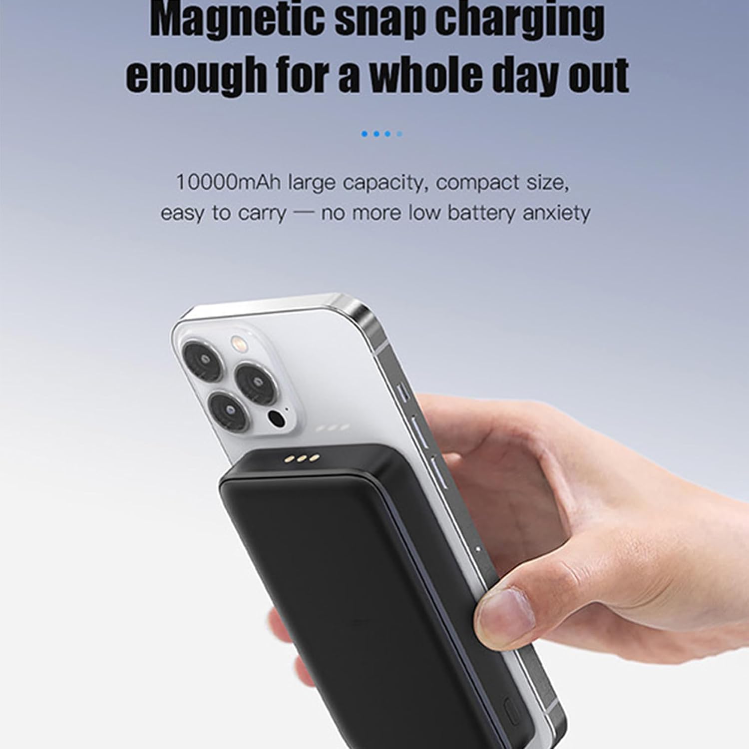 Power Bank Magnético 4×10000mAh,22.5W Batería Externa Carga Rápida | Magnéticas Bateria Portatil con Cables Integrados y Base de Carga para iPhone, Samsung, iPad y más