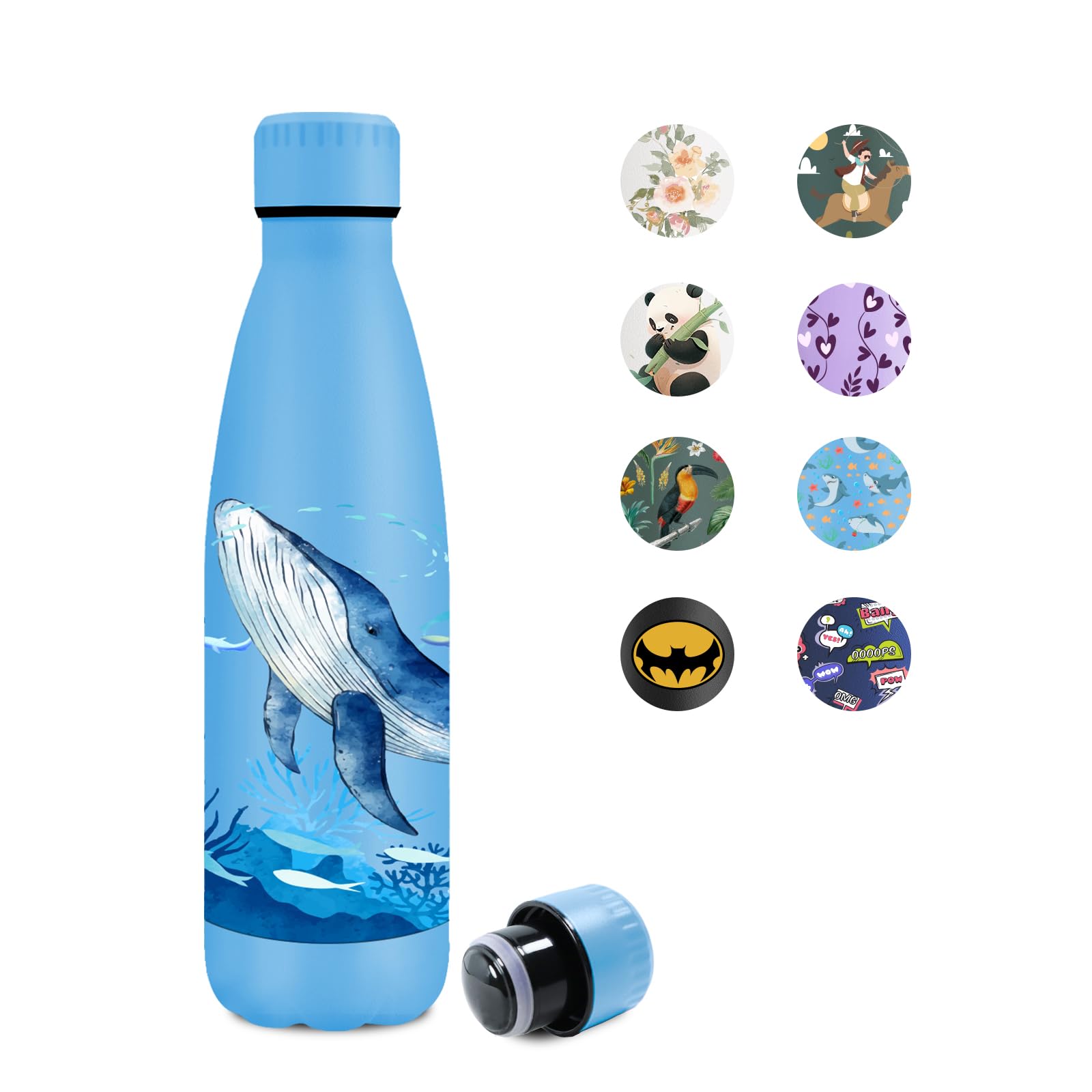 KollyKolla Bottiglia Termica 500ml, Borraccia Termica Bambini, Borraccia Personalizzata, Bottiglia Acciaio Inox, senza BPA, a Prova di Perdite, per Scuola, Sport, Ciclismo, Palestra, Campeggio