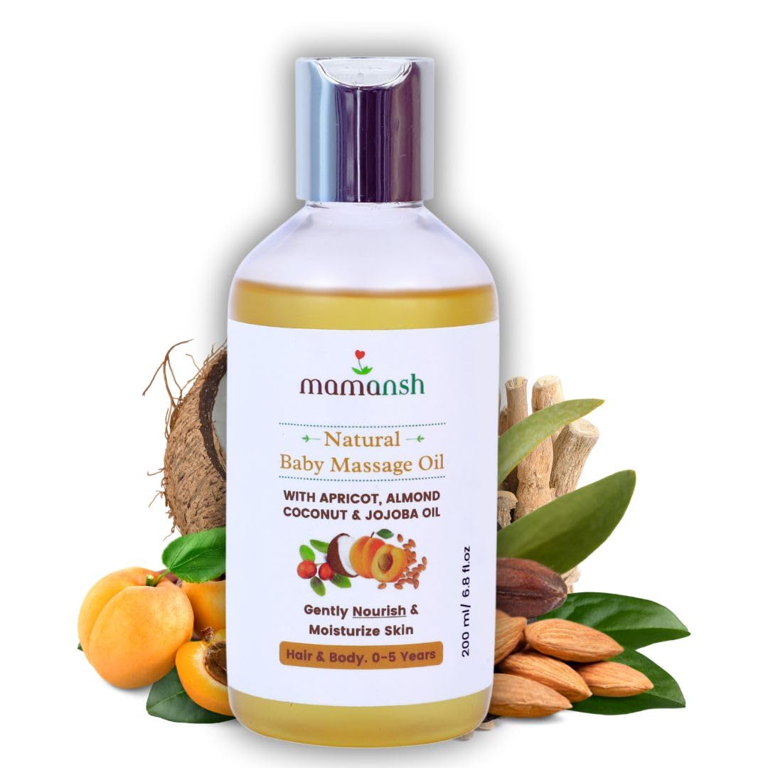 Mamansh Natural Baby Oil - 10 Essential Oils & 3 Herbs With Vitamin E For Nourishment, Skin Development & Growth | 0-5 Years (All Skin Types) - 200 ML-image-39