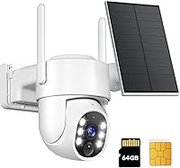 Vista 10 de Cámaras de seguridad 2K inalámbricas para exteriores, cámaras WiFi 5G para seguridad del hogar, cámara exterior PTZ de 360° alimentada por energía