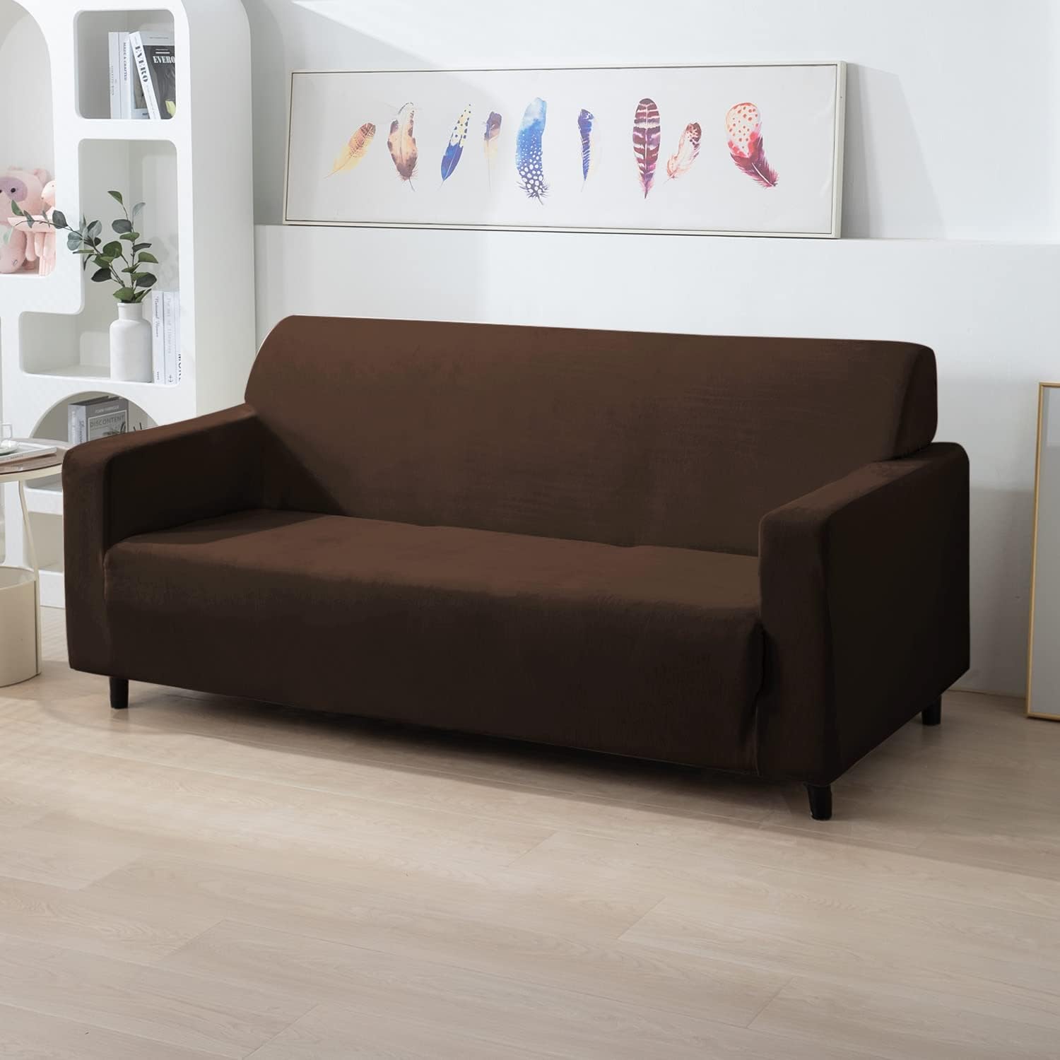 Burgundy Velvet Sofa Cover - 3 Seater -17