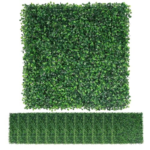 Tinsow 12 Pack 20x20 Inch Artificial Boxwood Hedge Panels UV Resistant Privacy Screen Topiary Decor All Weather Indoor Outdoor Garden Fence Backyard