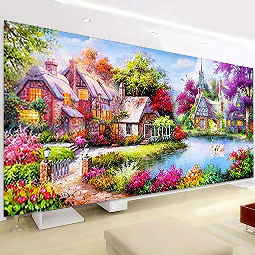 Nicole Knupfer 5D Diamant Painting Kit – Magnolie, 230x65 Cm, DIY Strassbild Für Wanddekoration