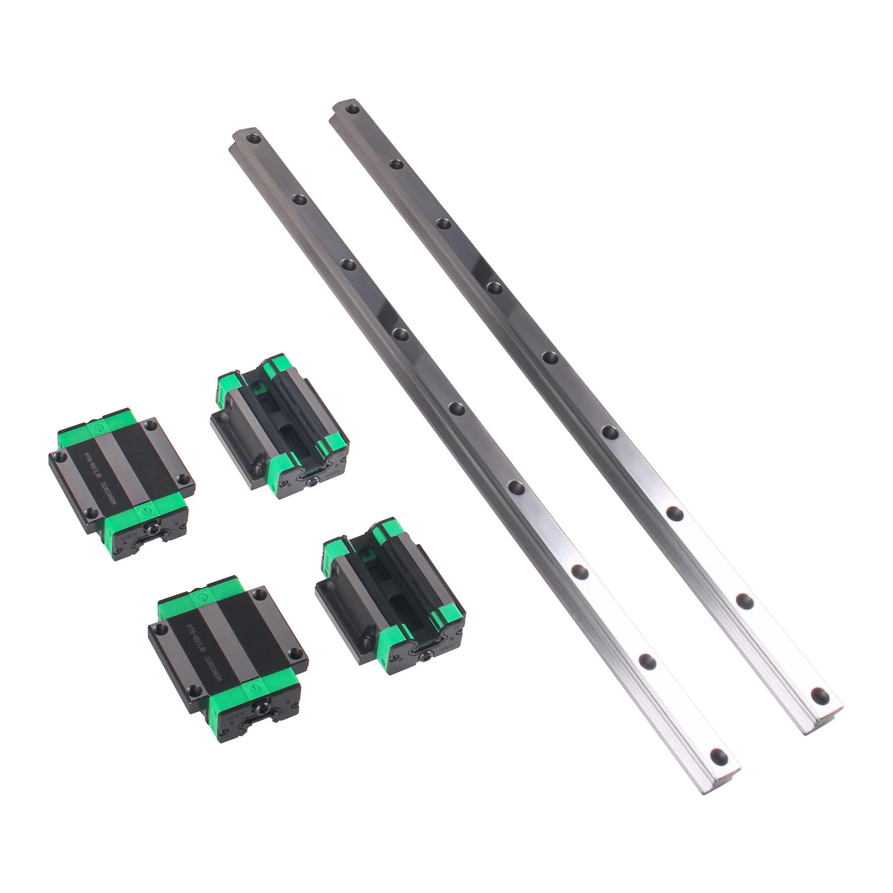Guía lineal 2 piezas HGR20 1500 mm riel lineal con 4 bloques de rodamiento HGW20CC para impresora 3D DIY, máquina CNC, dispositivos eléctricos, tornos, riel guía lineal