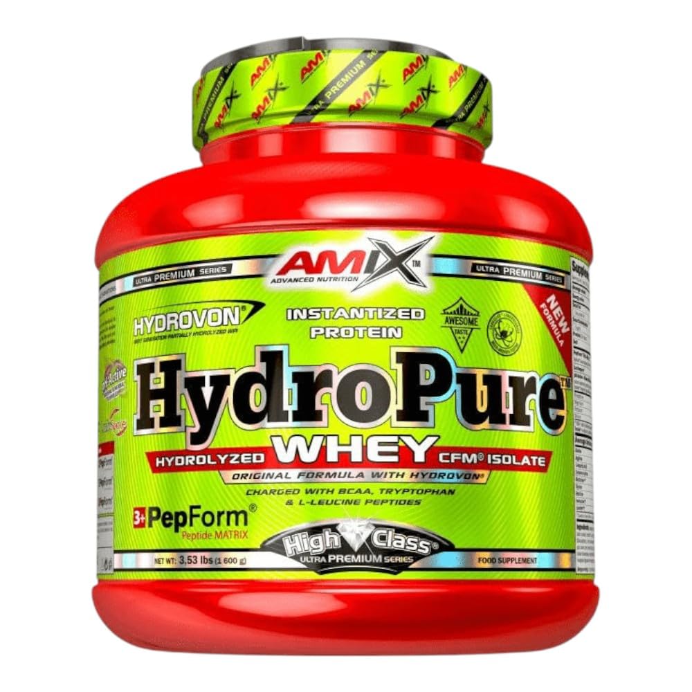 Amix - Hydropure Whey CFM - Suplemento Alimenticio - Mejora del Rendimiento - Contiene Aminoácidos Bcaa - Glutamina en Polvo - Nutrición Deportiva - Sabor a Chocolate - Bote de 1,6 Kg