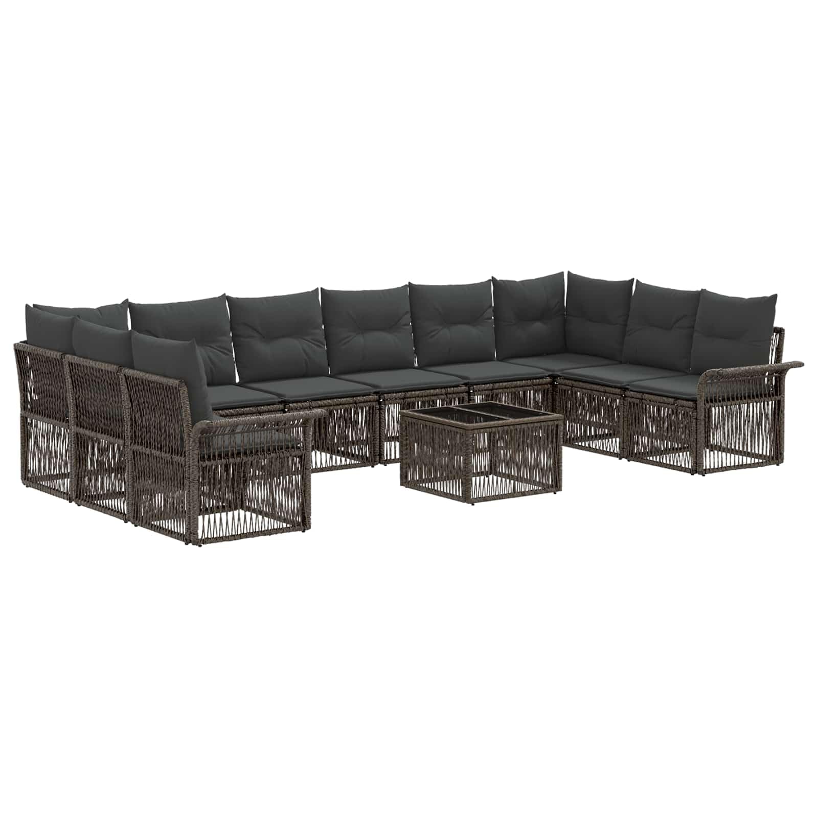 Conjunto de sofás de jardín 11 uds. Gris ratán sintético, Conjuntos de jardín, 84.252 kg-3434942
