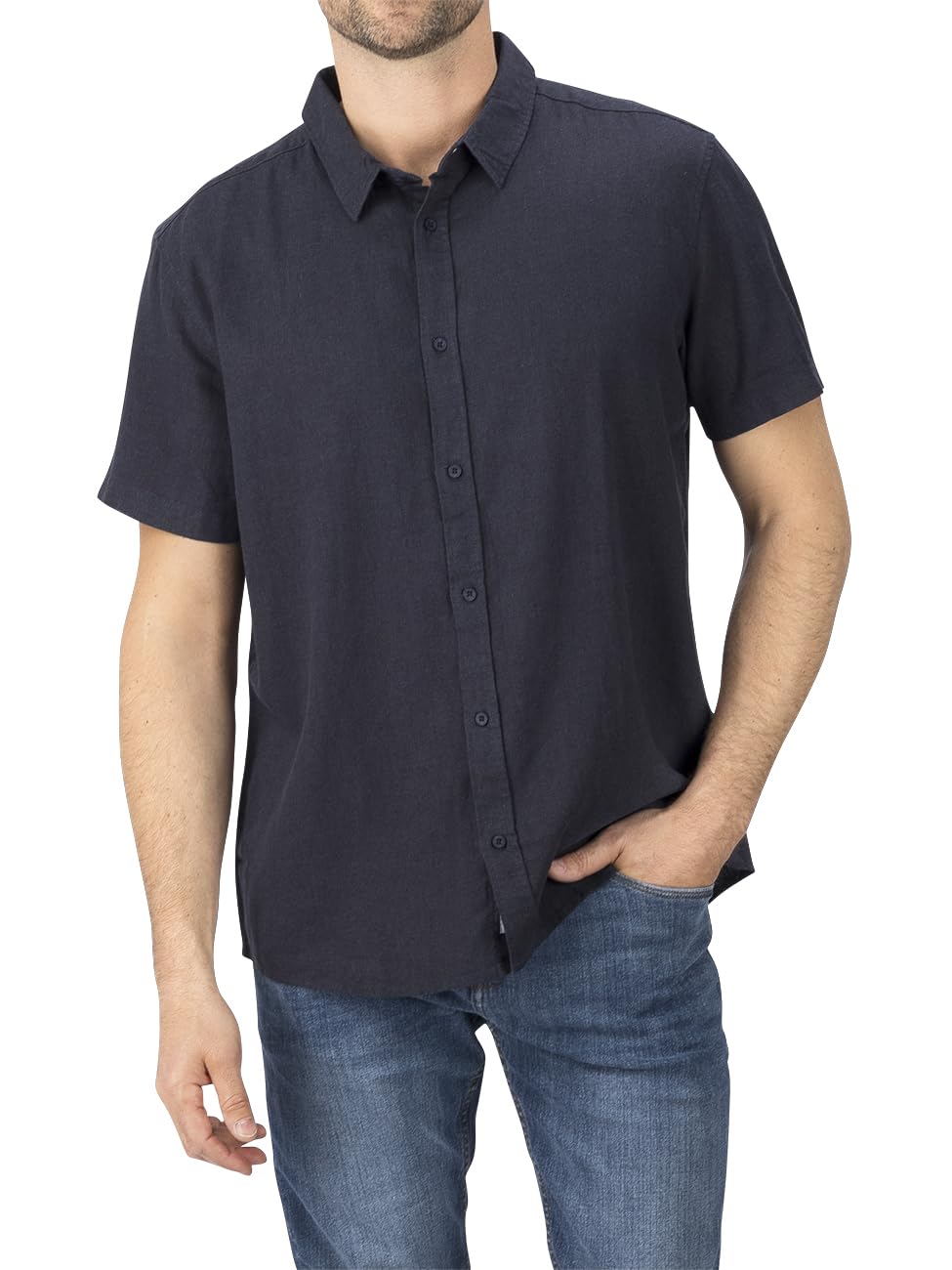riverso Camisa de lino para hombre RIVCarlo Regular Fit Camisa de manga corta Camisa de verano Camisa de hombre Camisa de lino Camisa básica sin botones Blanco Beige Azul Verde S M L XL XXL 3XL 4XL