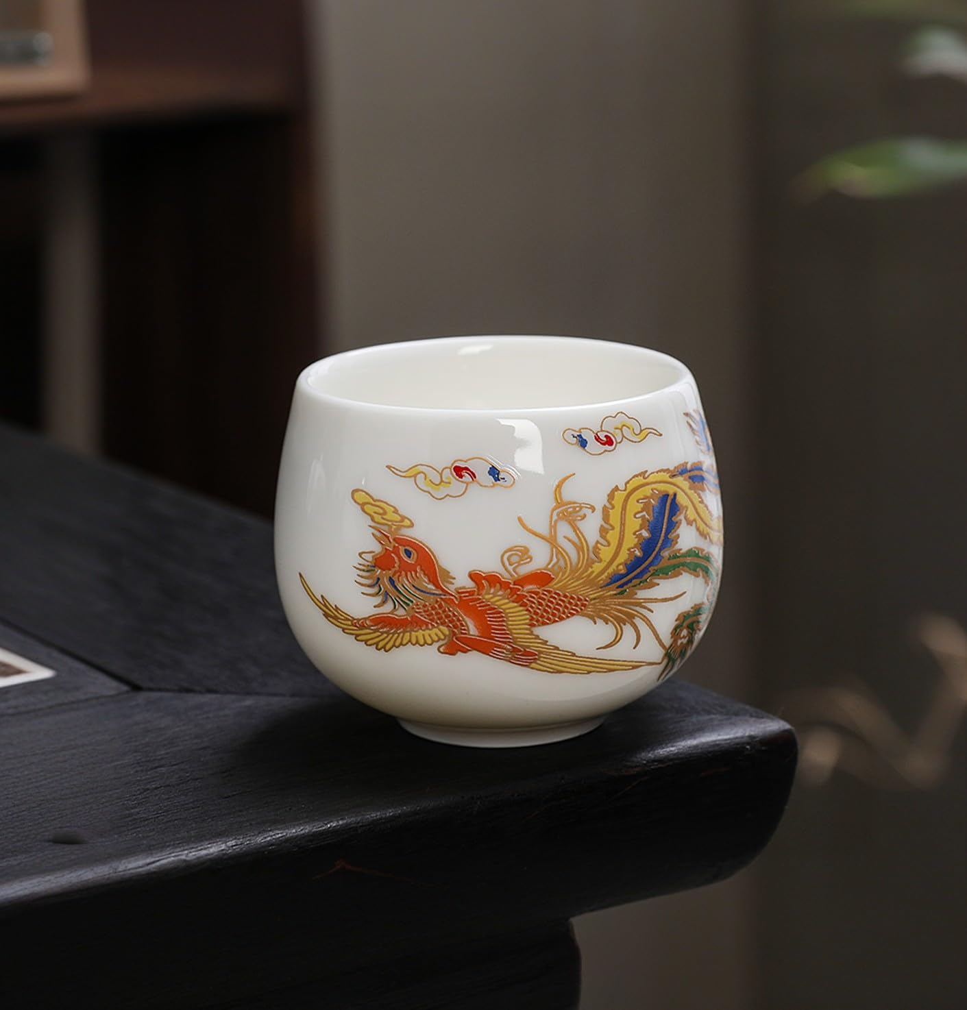 Ręcznie robiony zmieniający kolor biały porcelanowy czajniczek w kształcie smoka i feniksa, zestaw do herbaty Kung Fu dla miłośników herbaty (2 filiżanki)