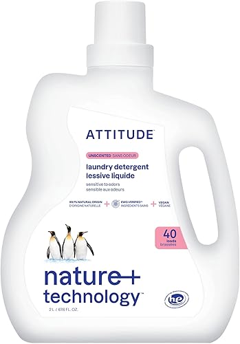 ATTITUDE Detergente para ropa sucia, ingredientes a base de plantas y minerales, para lavadora y productos domésticos veganos y libres de crueldad,