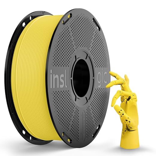 Inslogic Matte PLA Filament 1.75mm 3D Printer Filament, Fine Matte Texture & High Precision, Dimensional Accuracy +/- 0.02mm, 1kg Spool (2.2lbs) Fit Most FDM 3D Printers, Yellow