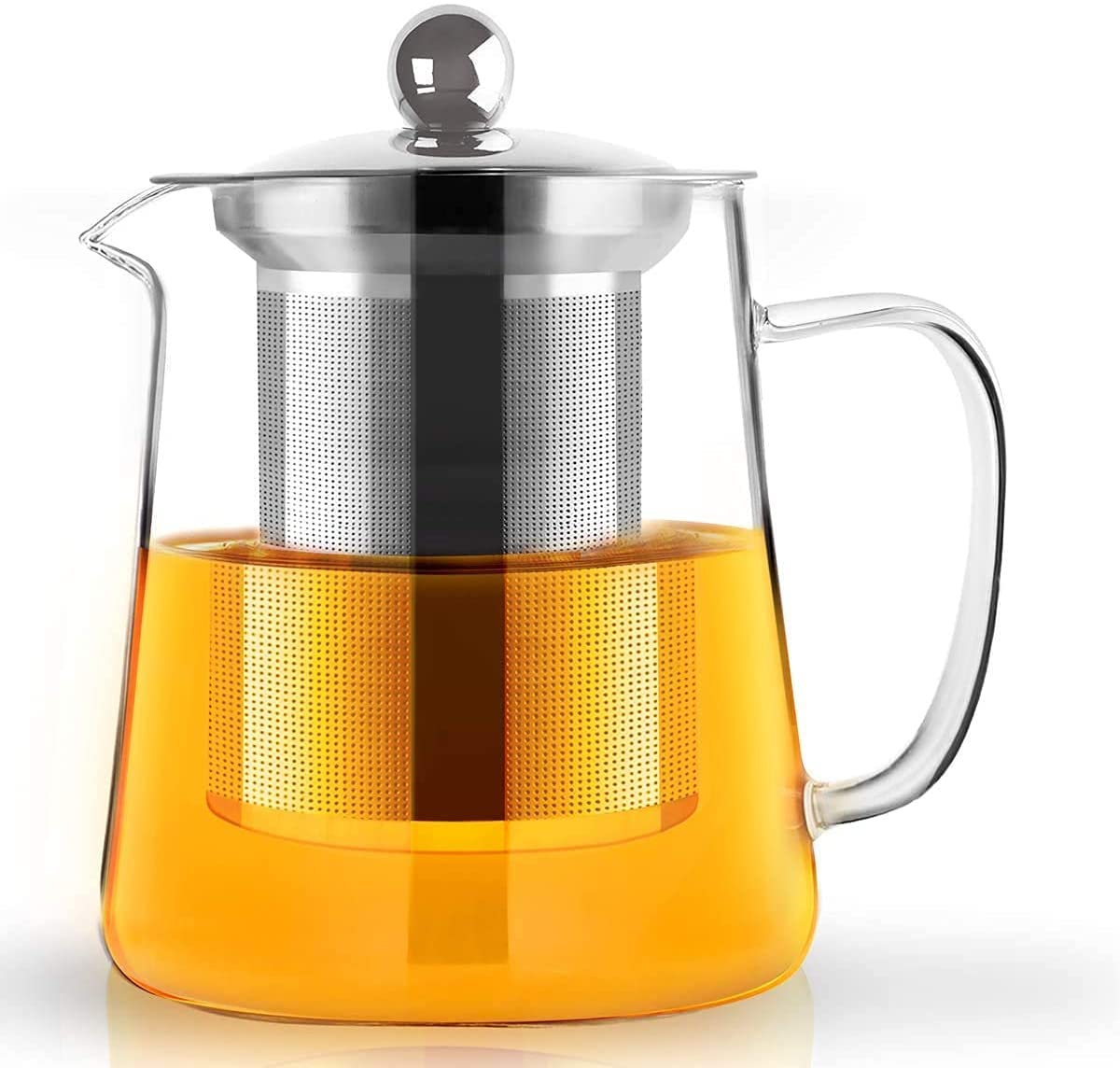 KELVEEGlass Kettle/Teapot with Stainless Steel Infuser & Lid, Borosilicate Glass Tea Kettle Stove top Safe, Blooming & Loose Leaf Teapot (550 ml)