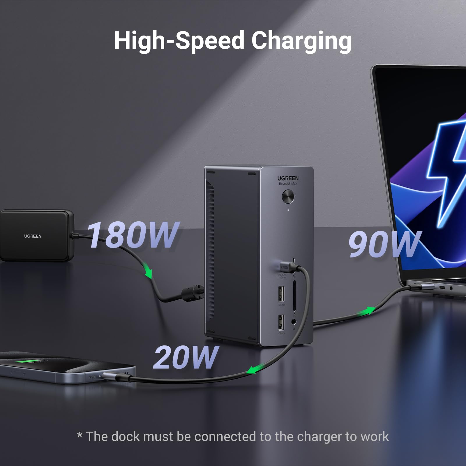 UGREEN Revodok Max 213 Thunderbolt 4 Dock 40Gbps (Podwójny wyświetlacz 4K@60Hz, pojedynczy wyświetlacz 8K), Stacja dokująca 13 w 1, ładująca 90 W do laptopa, 2.5 GbE, SD 4.0