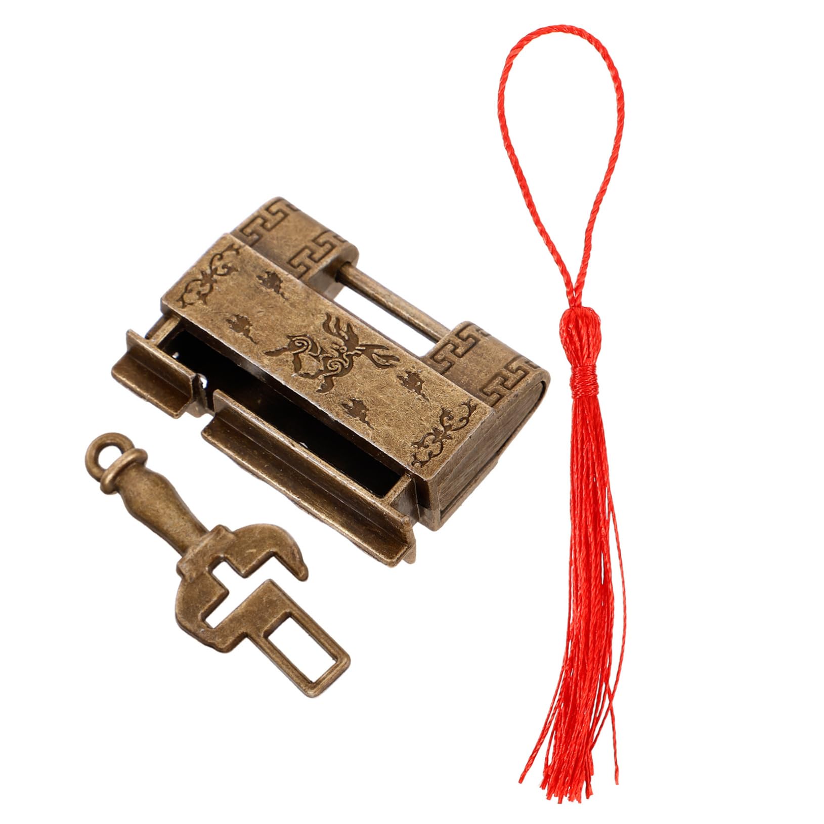 Lurrose 5 Sätze Antikes Kleines Schloss Vorhängeschlösser Schublade Riegel Code Tastensperre Schlüssel Antikes Vorhängeschloss Holzkistenverschlüsse Schrankzubehör Dark Brown Zinklegierung