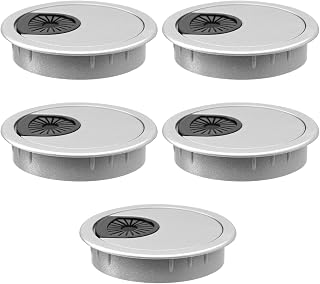 Desk Grommet 2 Inch(50mm) Desk Wire Cord Cable Grommets Plastic Wire Hole Cover Silver Cable Organizer for Desk, Table and Other Furnitures (4 Pack)
