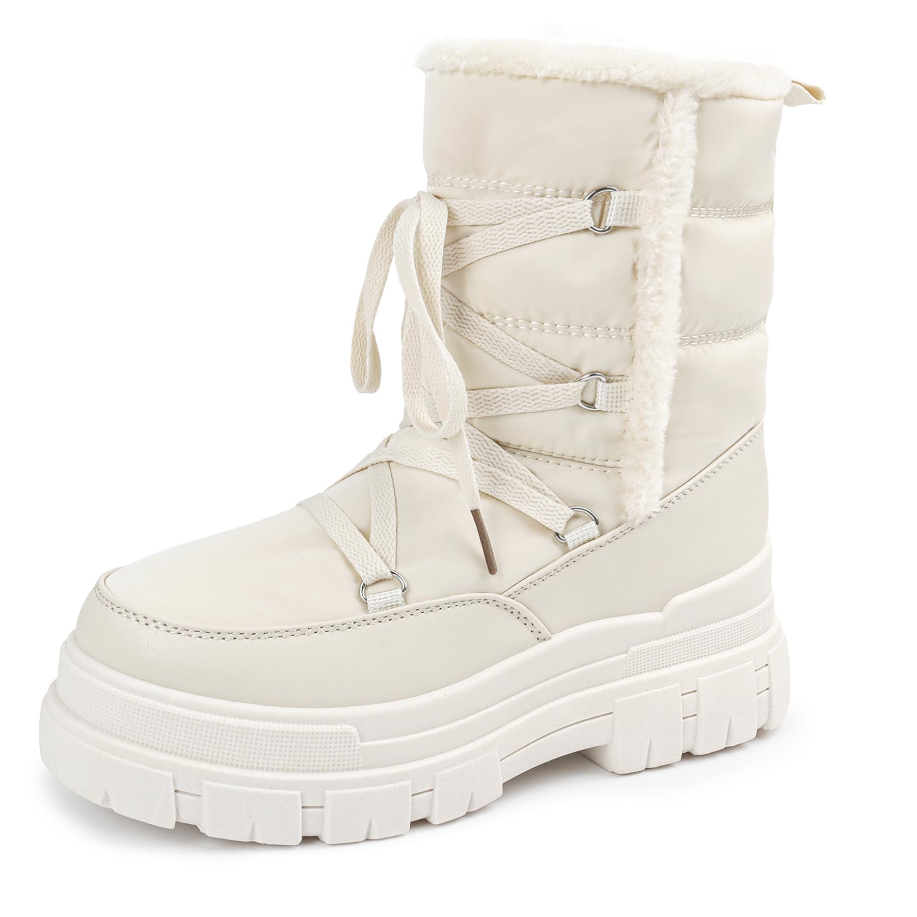 Winter Boots for Women Waterproof Snow Boots for Women Womens Mid Calf Low Heel Zip Up Anti-Slip Warm