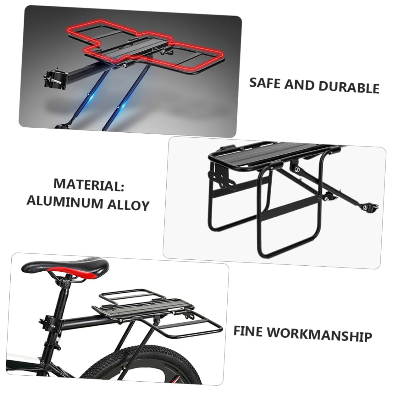 ibasenice 1pc Bike Rear Cargo Rack Multi-Function Carrier for Road Folding and Mountain Stable and Design