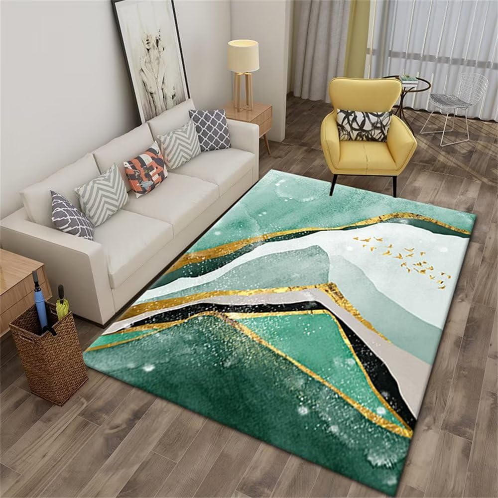 Tapis de salon vert de luxe rectangulaire 70x140cm pour enfant