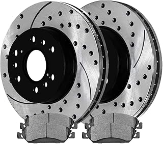 AutoShack PERF650991092 Front Drilled and Slotted Brake Kit Rotors Black and Performance Ceramic Pads Pair of 2 Driver and Passenger Side Replacement for Chevrolet Silverado 1500 Tahoe GMC Sierra 1500