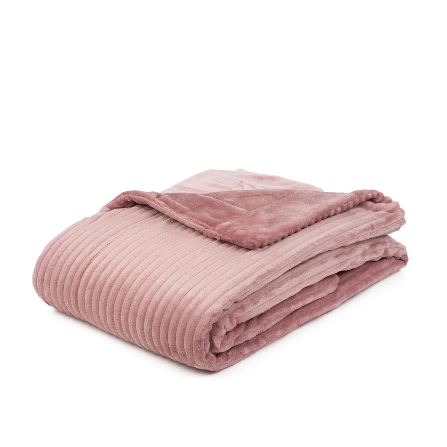 Gözze - Kuschelweiche Wohndecke in Cord Optik, 1620g/Stück, 150 x 200 cm - Altrosa, Rosa