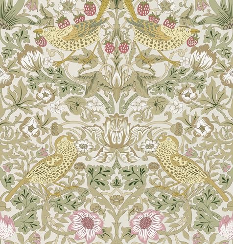 HueBurst White Floral William Morris Wallpaper