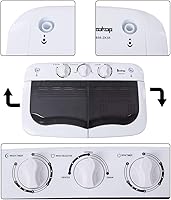 Vista 7 de Lavadora portátil, lavadora de doble tina de 14.3 libras, mini máquina de lavandería compacta con bomba de drenaje, lavadora semiautomática