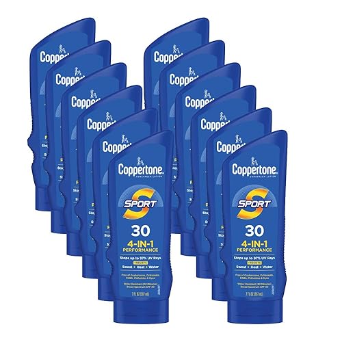 Coppertone SPORT Sunscreen SPF 30 Loción, protector solar resistente al agua, loción de protección solar corporal, 7 onzas líquidas (paquete de 12)