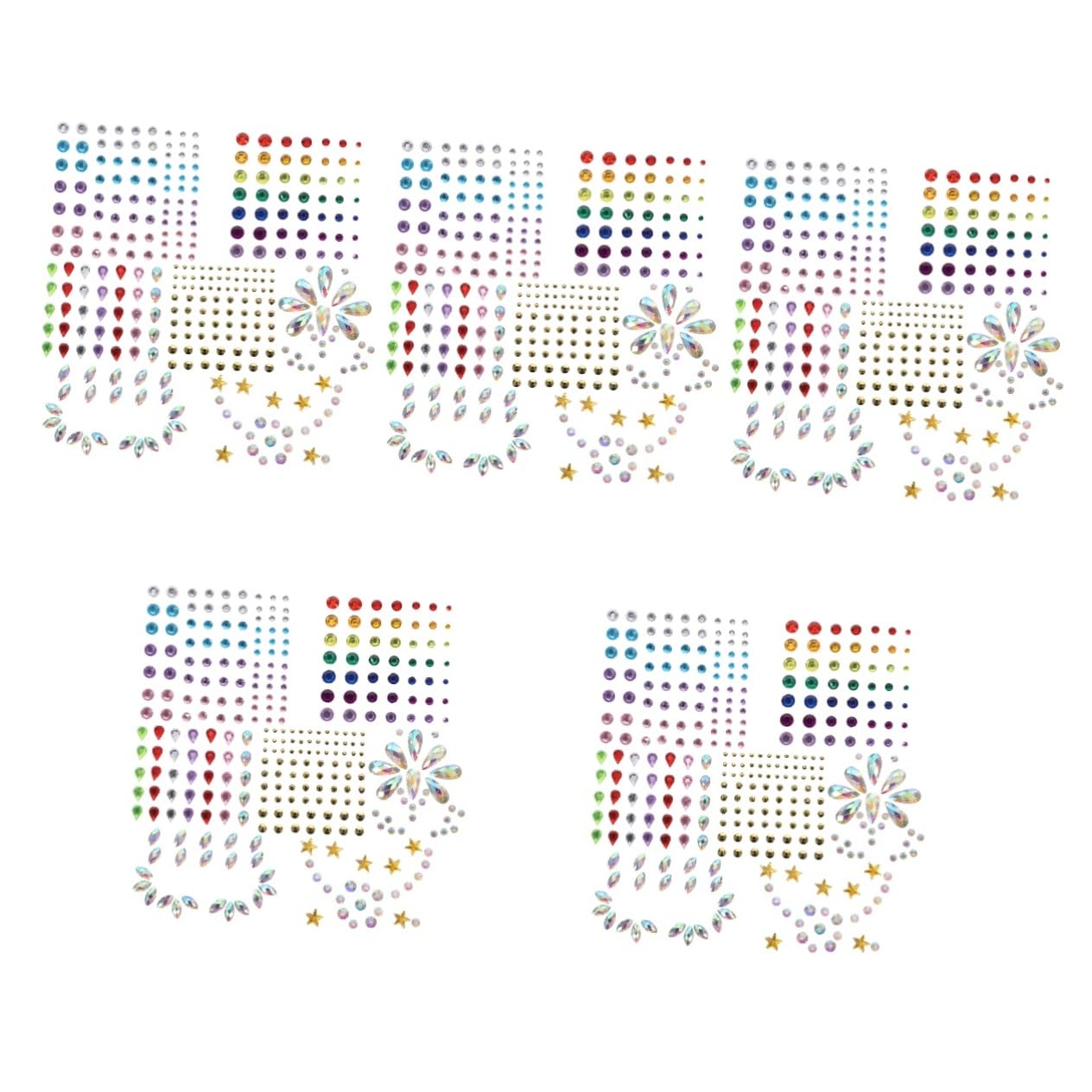 Healvian 35sets Adesivi Di Gemme Per Viso Decorazioni Strass Riutilizzabili Per Feste Halloween e Cosplay Colori Mix e Design Unico Facile Da Applicare e Rimuovere