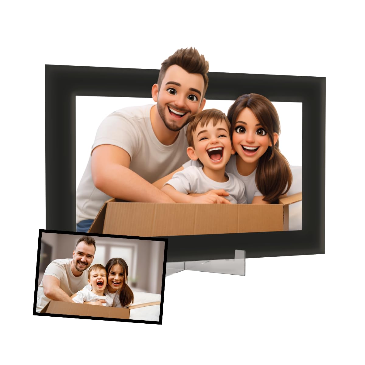DEREGALOOS Marco Personalizado con Foto Estilo Animación 3D. Cuadro Artístico para Día de la Madre, Dia del Padre. Foto con Arte de Película. Regalo Original para Pareja, Familia