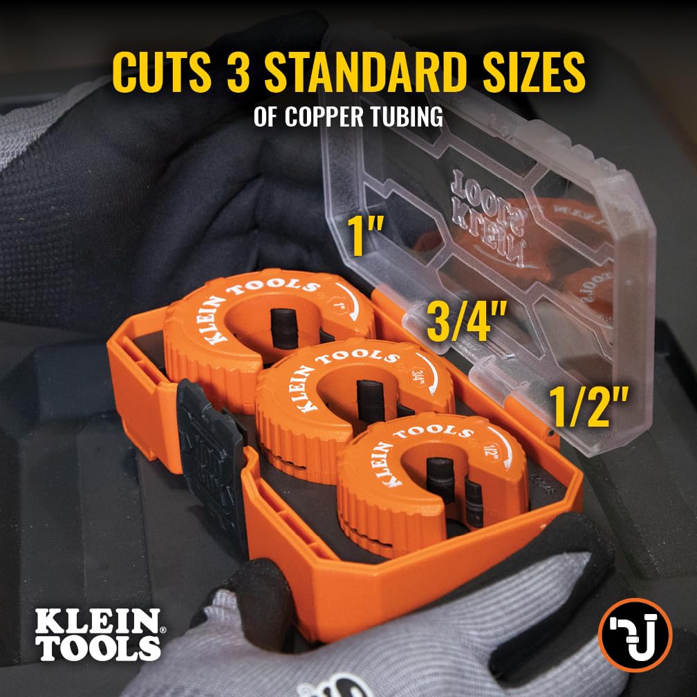 Klein Tools 50048 - Set di tagliatubi in rame stile C, con taglierine da 1/2, 3/4 e 1", custodia MODbox, ultra compatto per spazi ristretti, 3 pezzi
