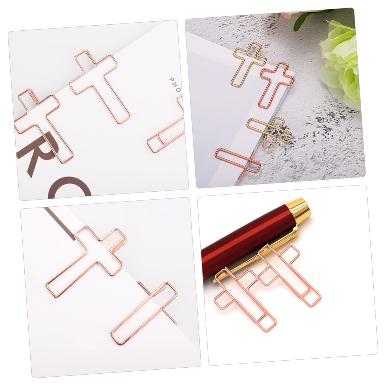 10 pezzi Graffette Metalliche Forma Clip per Documenti Creative Resistenti Adatte per Ufficio e Studio Colorazione Oro Rosa Facili da Usare e Non Danneggiano La Carta