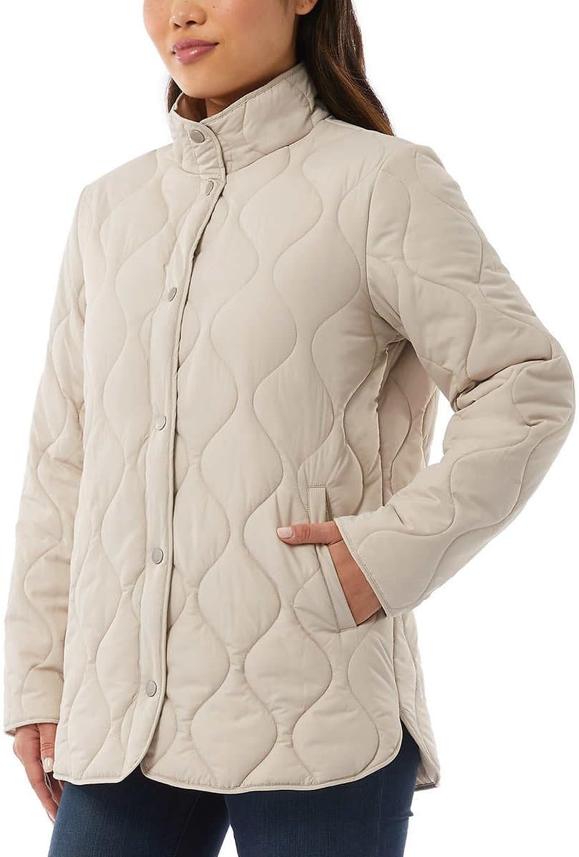 32 DEGREES Women's Quilted Jacket (US, Alpha, Medium, Regular, Regular, Coconut Beige)