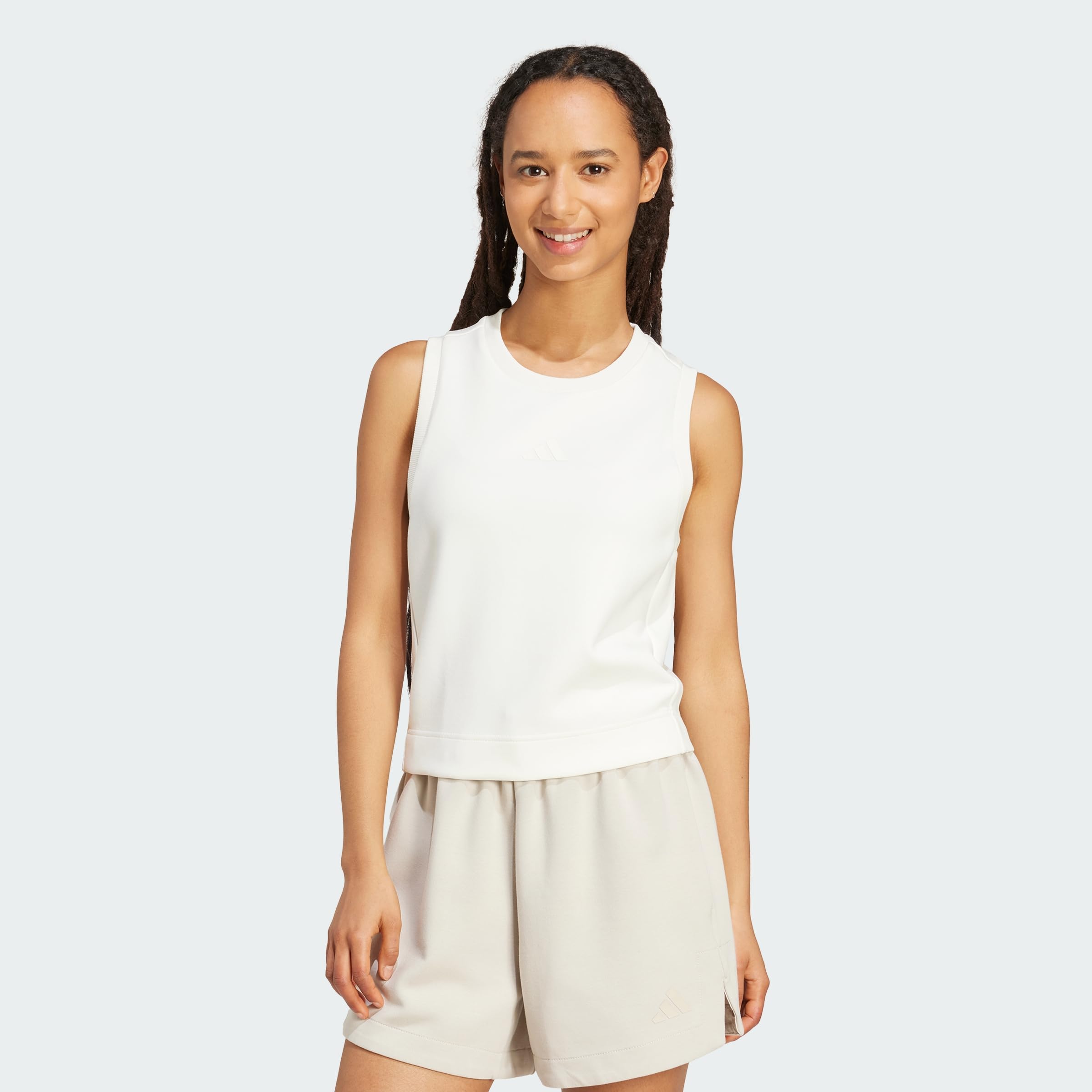 adidas Women's Soft LUX Tank, Off White, L