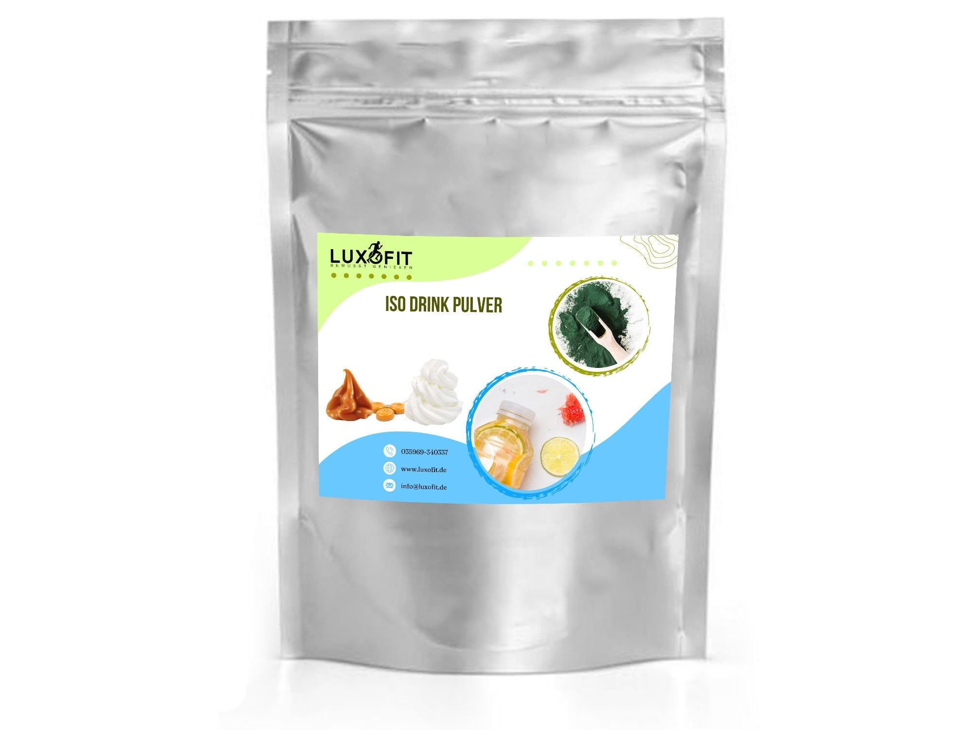 Luxofit Karamell Sahne Getränk isotonisch Iso Drink Pulver, Sportlergetränk, Natürliche Farbstoffe, schnelle und einfache Zubereitung, Made in Germany (10 Kg)
