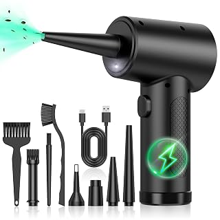 Compressed Air Duster-91000RPM Super Power Cordless Electric Air Blower Duster, USB Rechargeable Durable 3-Gear Adjustable Dust Blower Cleaner for PC, Keyboard, Outdoor, House and Car - Amazon product rated Grade B