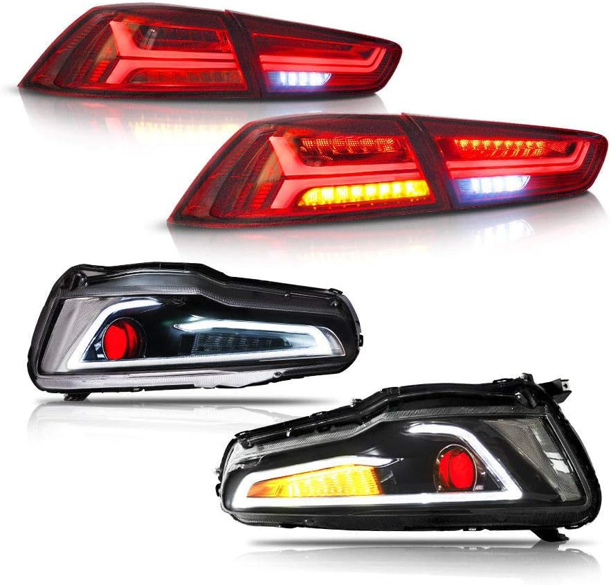MOSTPLUS Devil Eye LED Headlights & Tail Lights Compatible for Mitsubishi Lancer EVO X 2008-2017