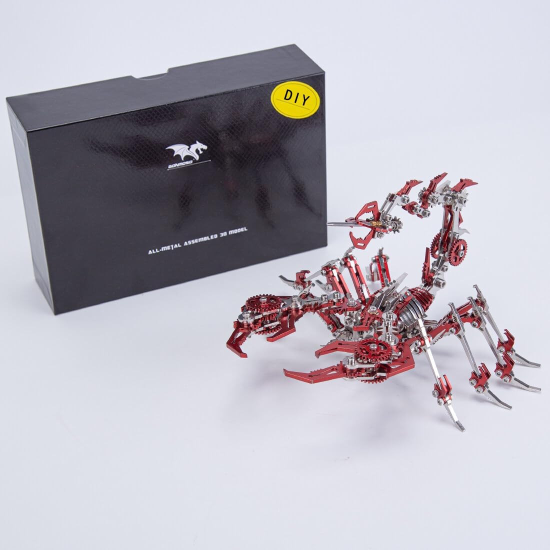 Scorpion King 3D DIY Metal Mechanical Scorpion Model Kit, 300PCS Red Steampunk Punk Animal Assembly Toy, Articulated Desk Display Collectible Gift for Adults