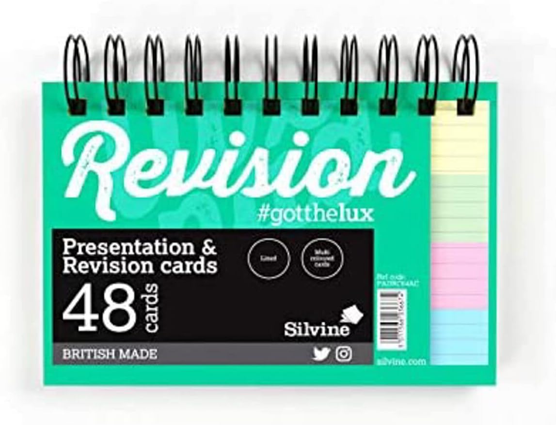 Silvine Luxpad Revision A6 Flash Cards - Lined (48 Cards) Assorted Colours