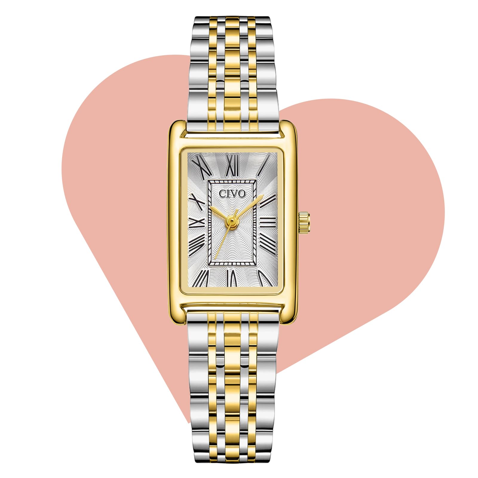 CIVO Vintage Armbanduhr Damen Römisches: Rechteckiges Gehäuse Damenuhr Analoge Quarz - Geschenke für Elegante Damen Mama Freundin Jahrestag Valentinstag