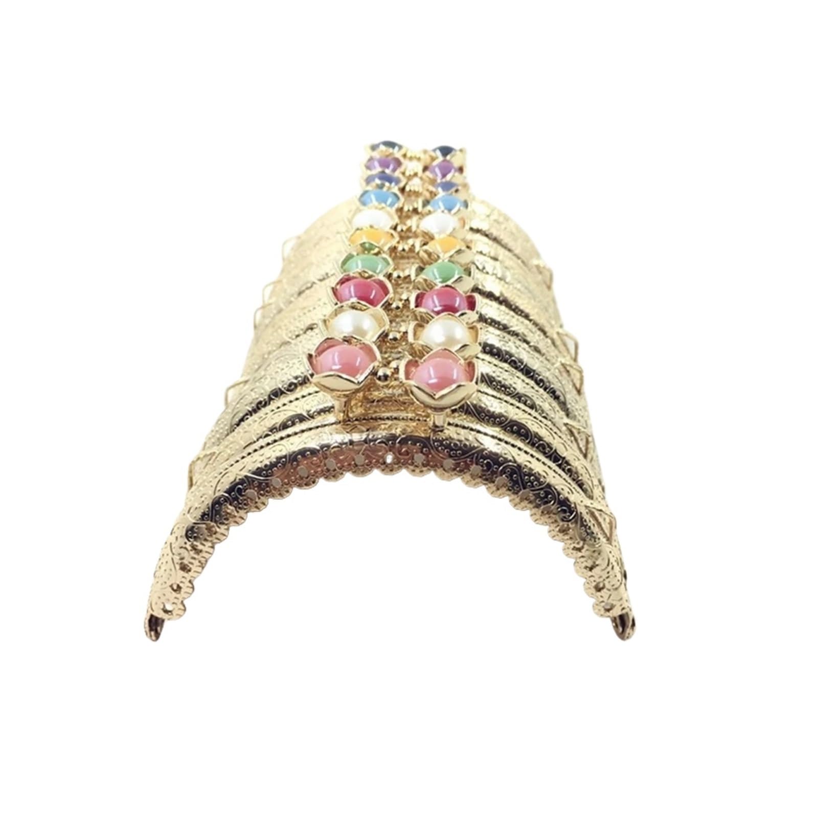 PVUVTNAHW 10PCS 8.5CM Lotus Head Bag Kiss Clasp Golden Semicircle Metal Coining Pattern Purse Frame DIY Sewing Accessory