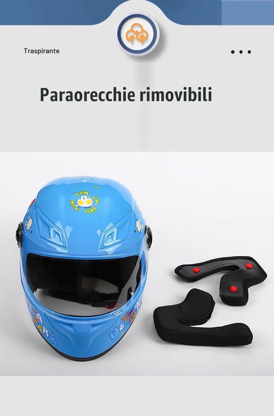 Casco Integrale per Bambini, Casco per Scooter Elettrico, ATV, Omologato ECE con Visiera Parasole per Bambini E Bambine dai 3 Ai 10 Anni C,48-54cm