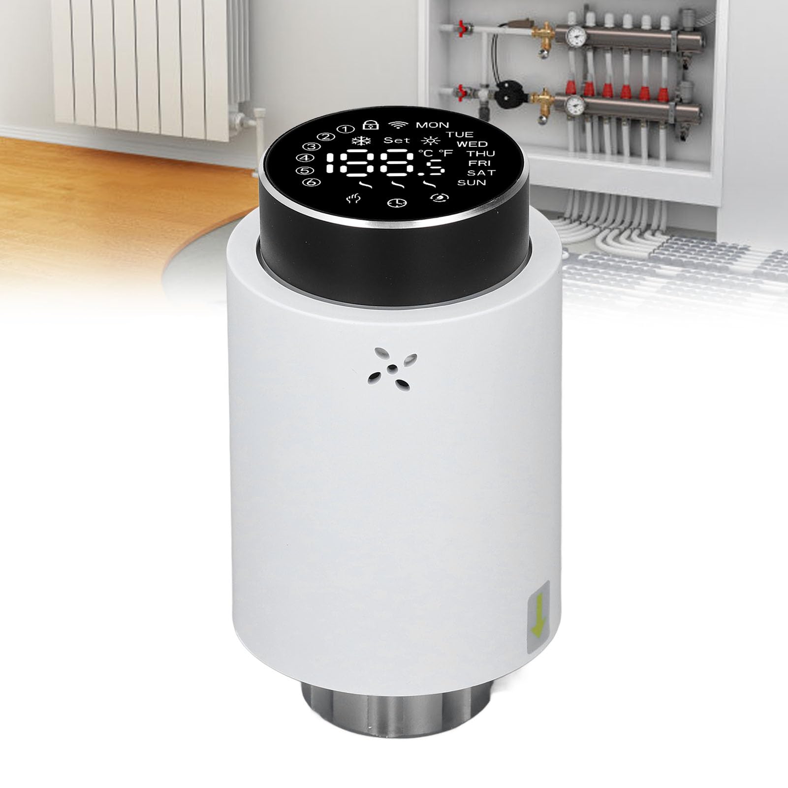 AUNMAS Valvola TRV Programmabile con Blocco Bambini e Controllo Vocale, Valvola Termostatica Intelligente per Radiatori per Casa e Hotel, Temperatura Regolabile da 41 a 113 °F