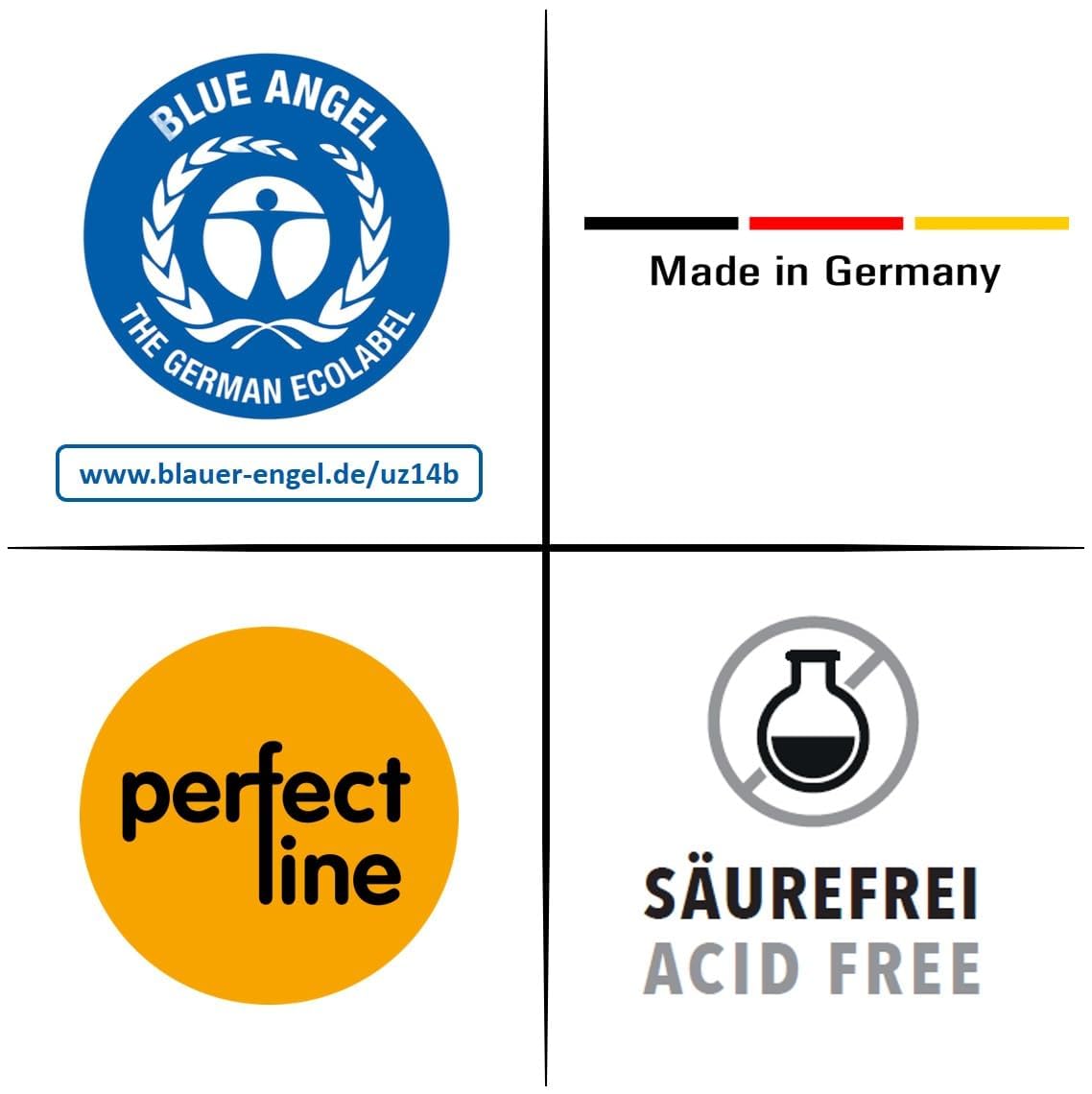 perfect line - 100 przekładek, 5 kolorów – stabilny papier z recyklingu, do segregatorów DIN A4 i segregatorów – certyfikat "Blauer Engel", Made in Germany