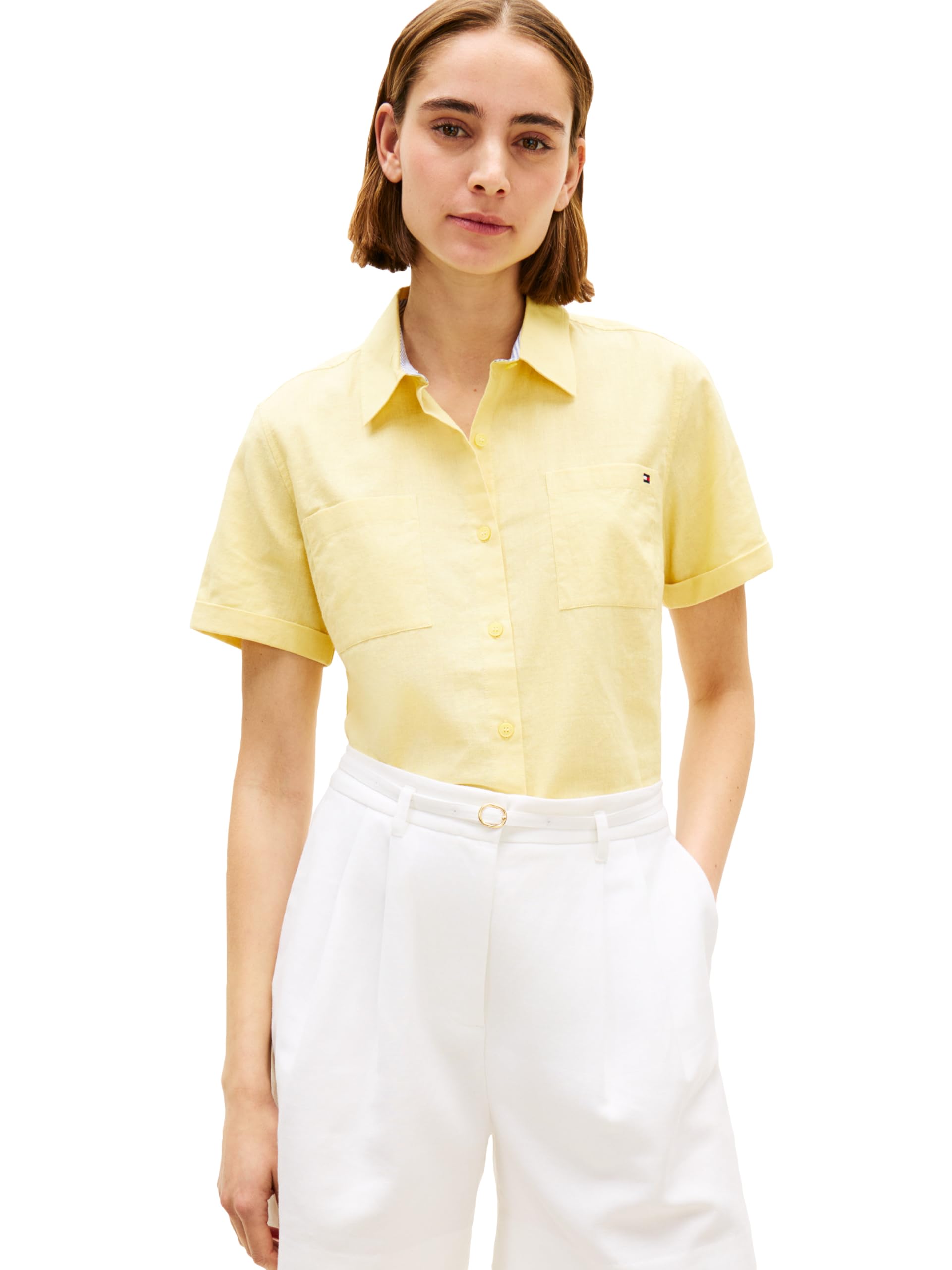 

                                                    Tommy Hilfiger Women's Linen Regular Short Sleeve 