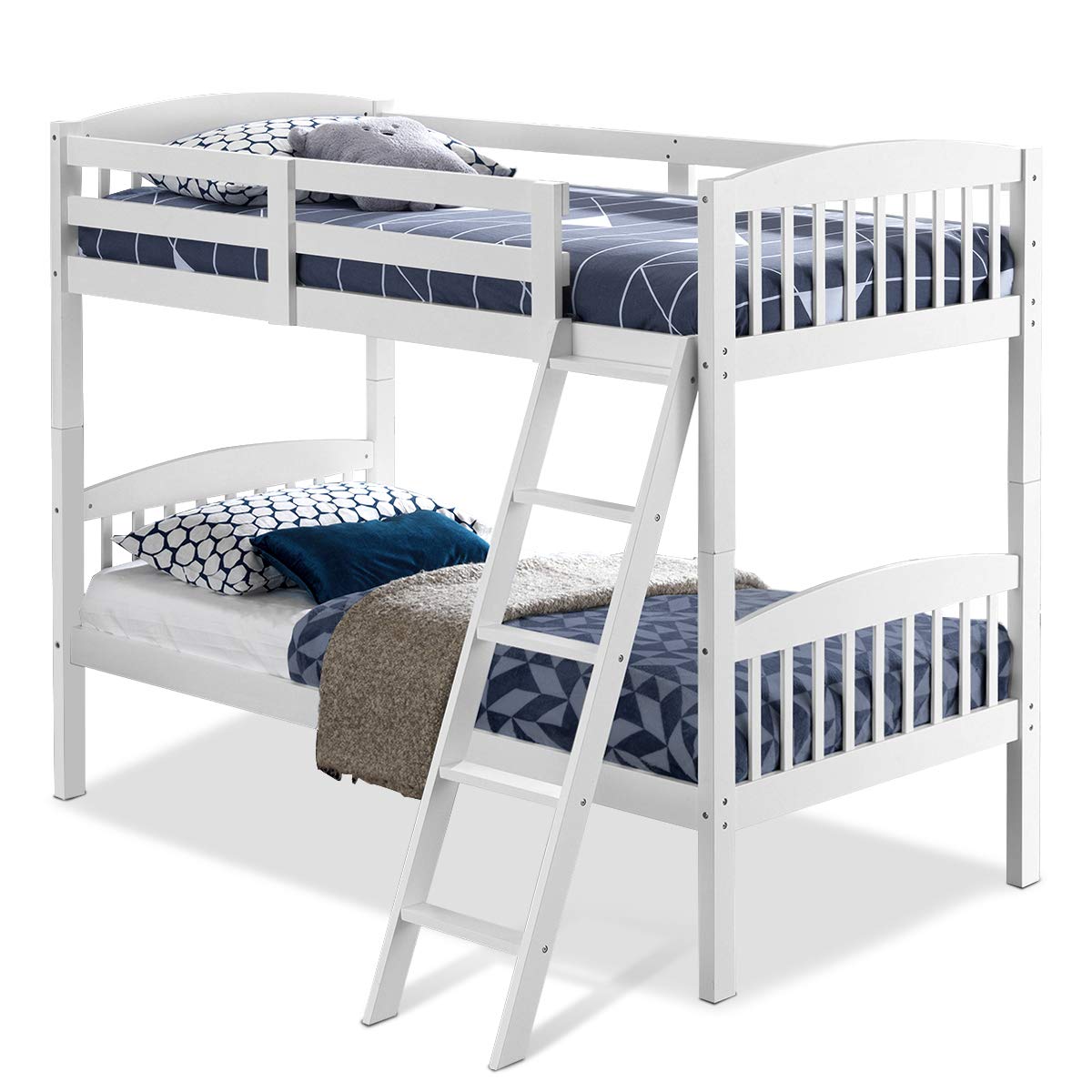 Max & Lily Lit double en bois massif avec tiroirs de rangement sous le lit, blanc