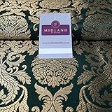  Midtex Oro Metálico Ornamental Indio Imitación Seda Banarsi Brocado Tela 44\" Ancho M807 - Verde Botella 9