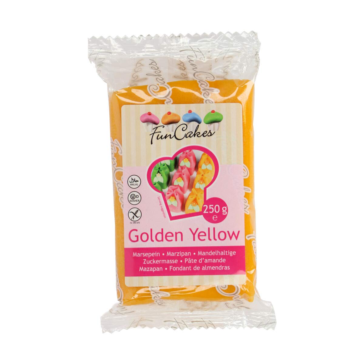 FunCakes Mazapán: Fácil de Usar, Sabor Delicioso, Flexible, Suave y Flexible, Fácil de Extender, Perfecto para Decoración de Pasteles, Halal, Kosher y sin Gluten. 250 g