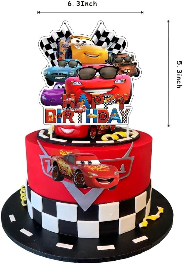 Miniatura 4 de Las decoraciones de cumpleaños de coches incluyen pancarta de feliz cumpleaños, decoración de pastel y decoración de cupcakes, globos