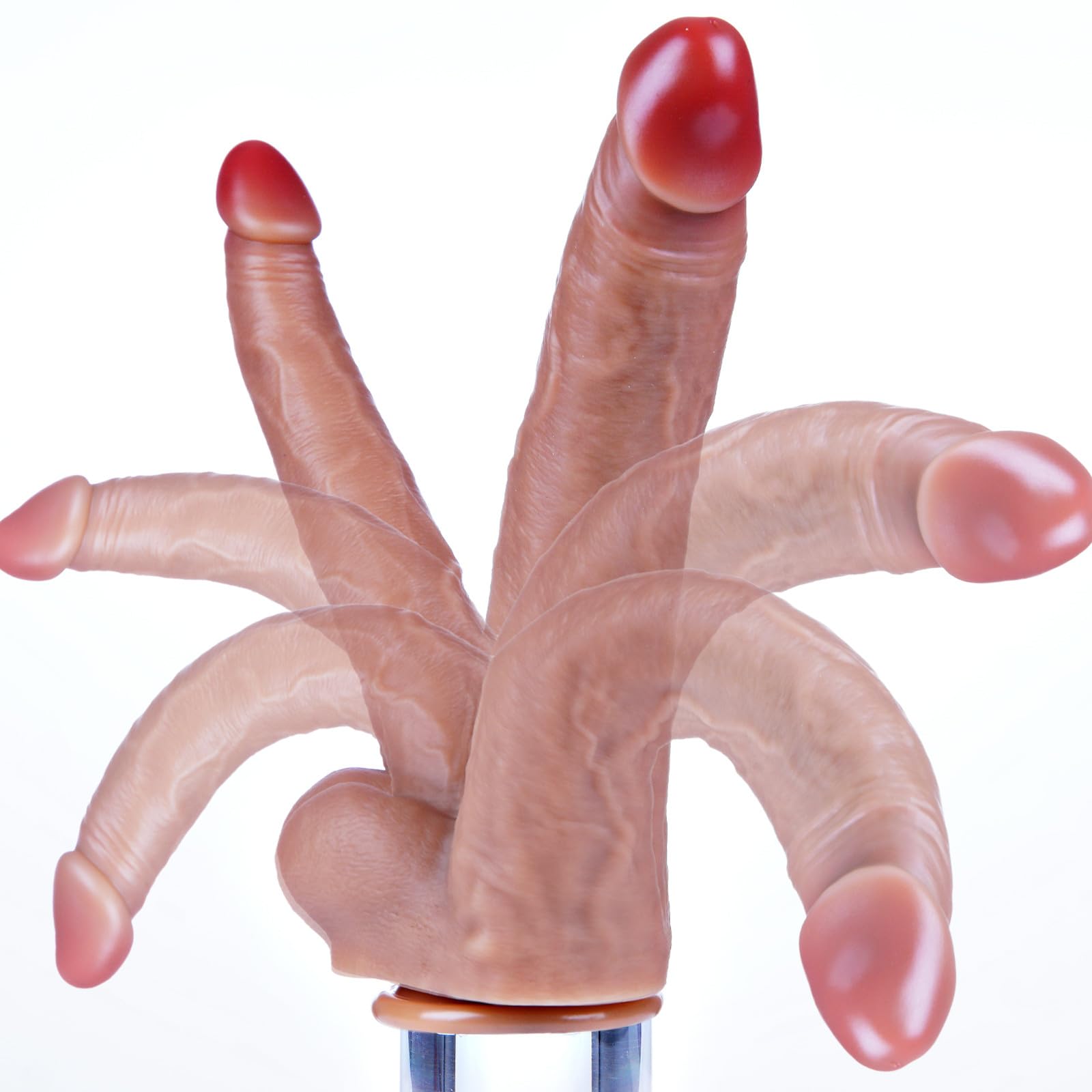 Dildo doppio di 26 cm, doppia penetrazione vaginale e anale, dildo realistico con base a ventosa potente, dildo G-spot in silicone, plug vaginale e anale XXL rinforzato, adatto per coppie lesbiche
