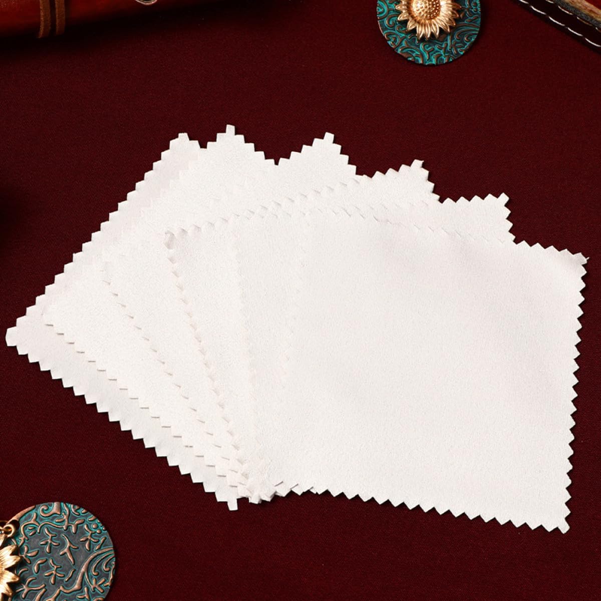 50Pcs Gray Suede Jewelry Polishing Cloths 8X8Cm Silver Cleaning Cloth Brass Cleaning for Sterling and Plated Jewelry Care