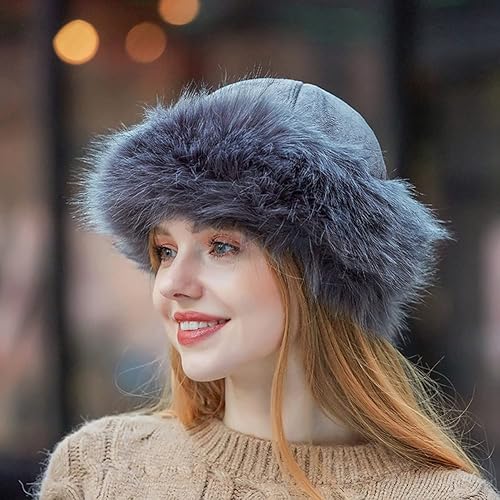 Miniatura 2 de MoreChioce - Sombrero de piel sintética para mujer gorro cálido de piel de zorro sintético gorro de gamuza de forro polar sombrero de piel
